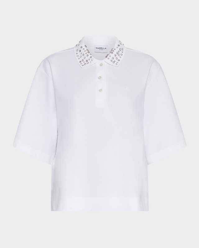 Gonzaga Embellished Short-Sleeve Polo Top